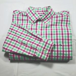 Vineyard Vines L/S Button Down Slim Fit Checkered Tucker Shirt Sz. XL